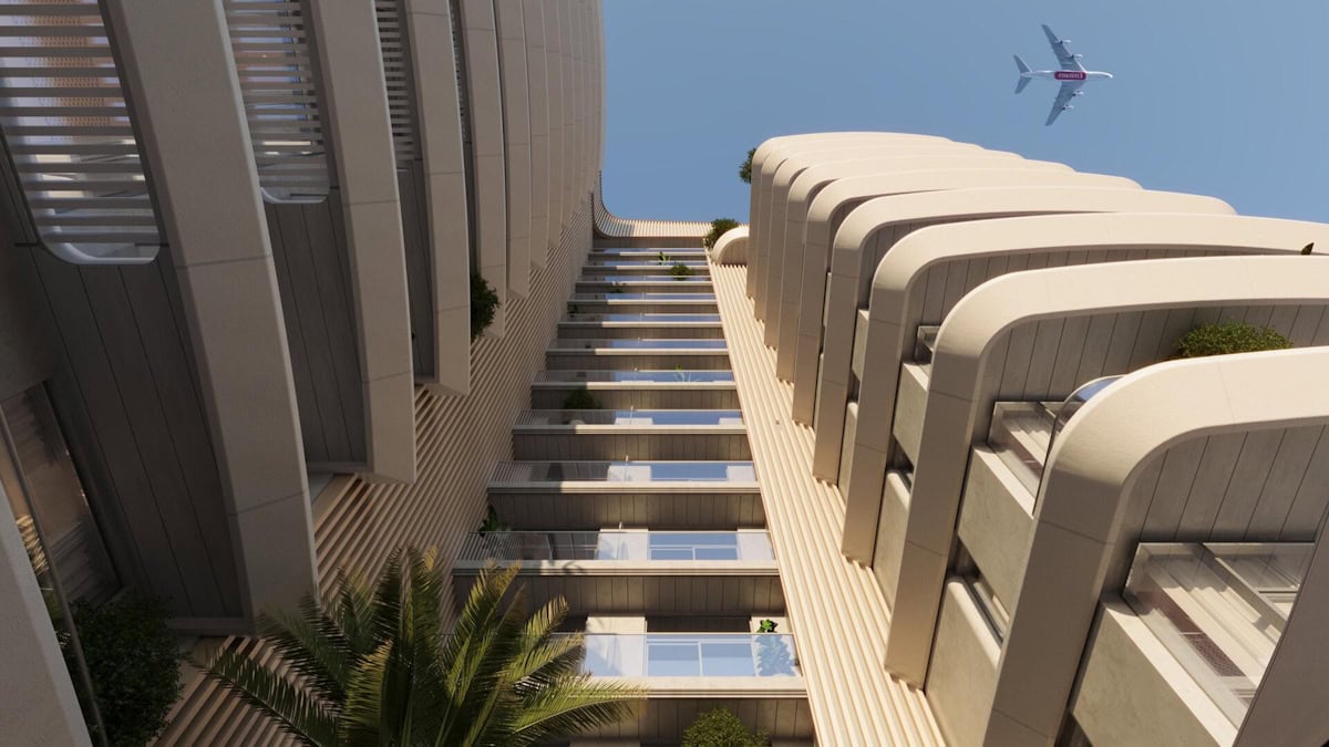 Conceptual artwork depicting the new Azizi David tower, highlighting its innovative design within the cityscape.