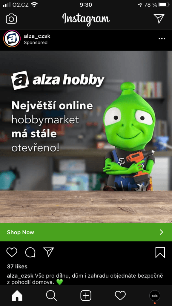 reklama na instagramu - feed