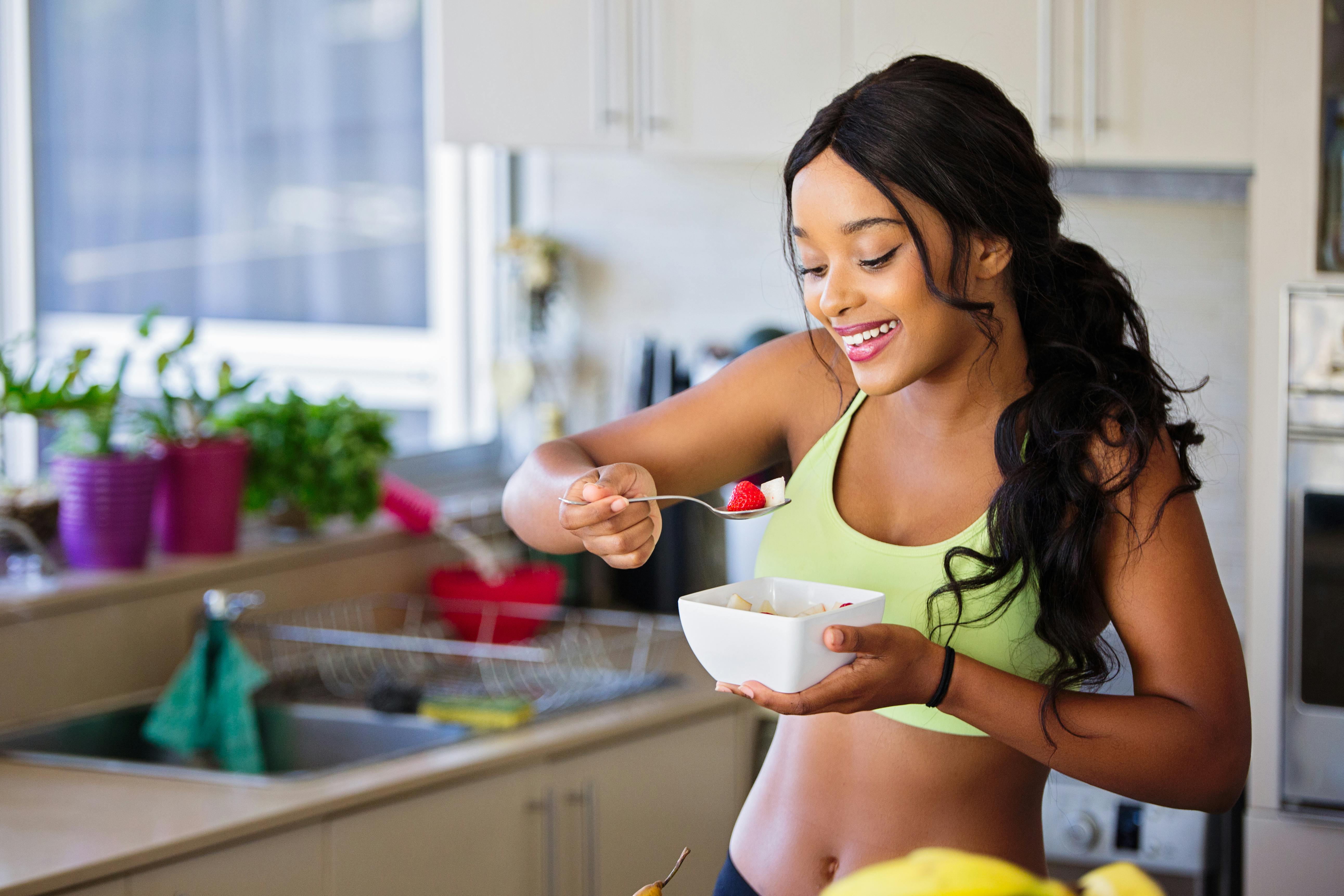 woman having post-workout meal