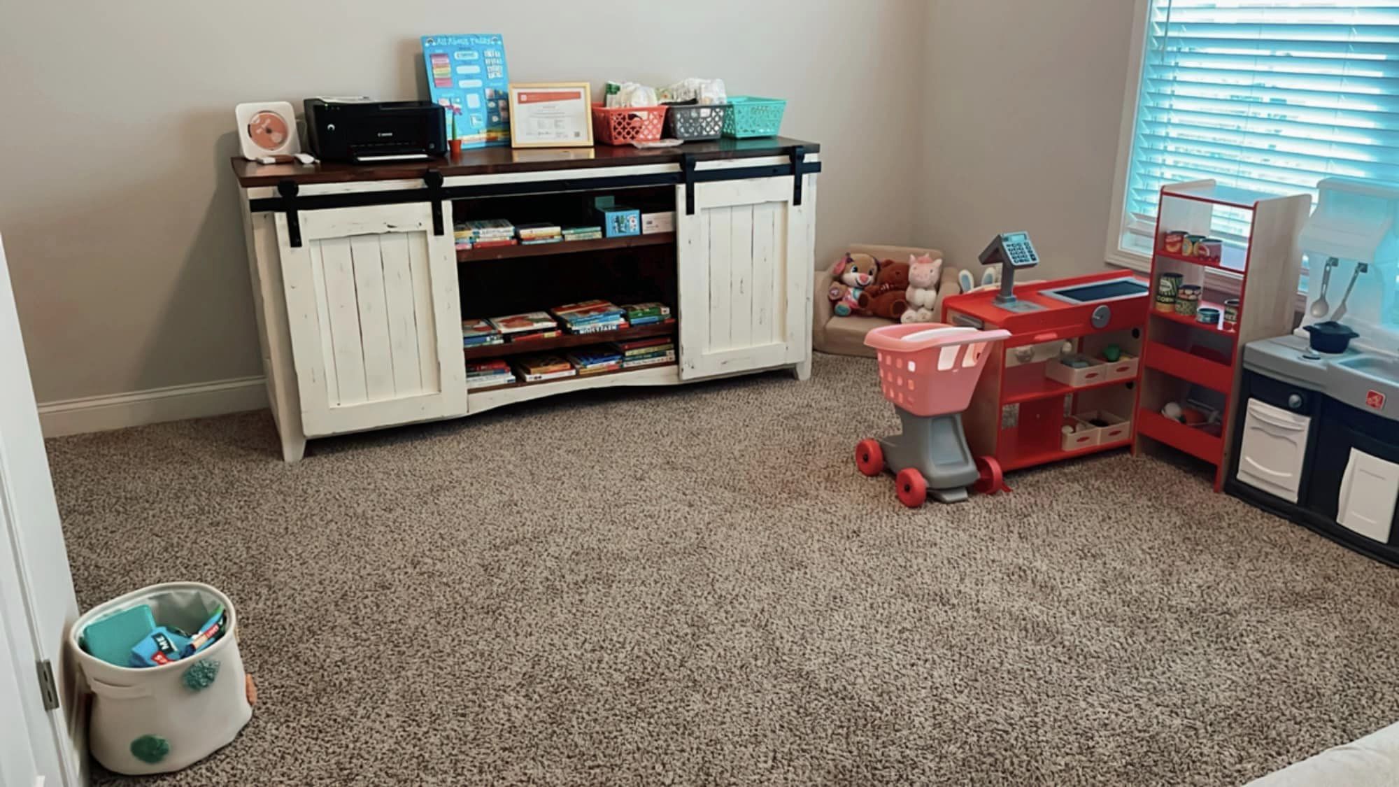 Playroom and bookshelf