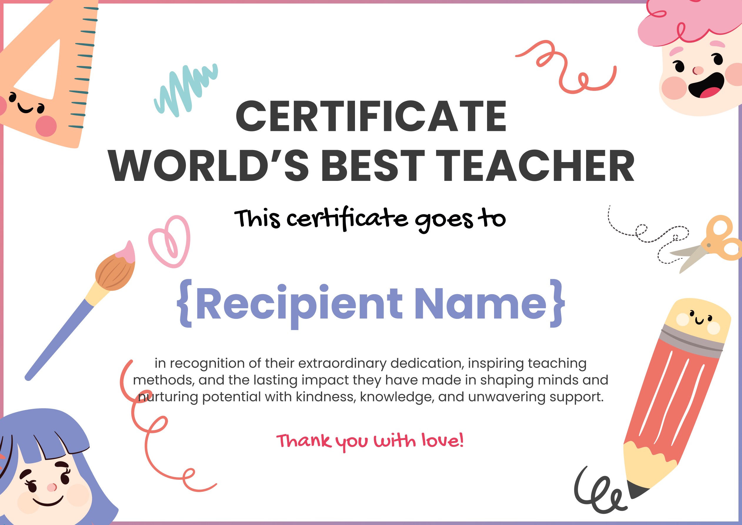 Wauld - Animated and exciting certificate template for teachers' appreciation