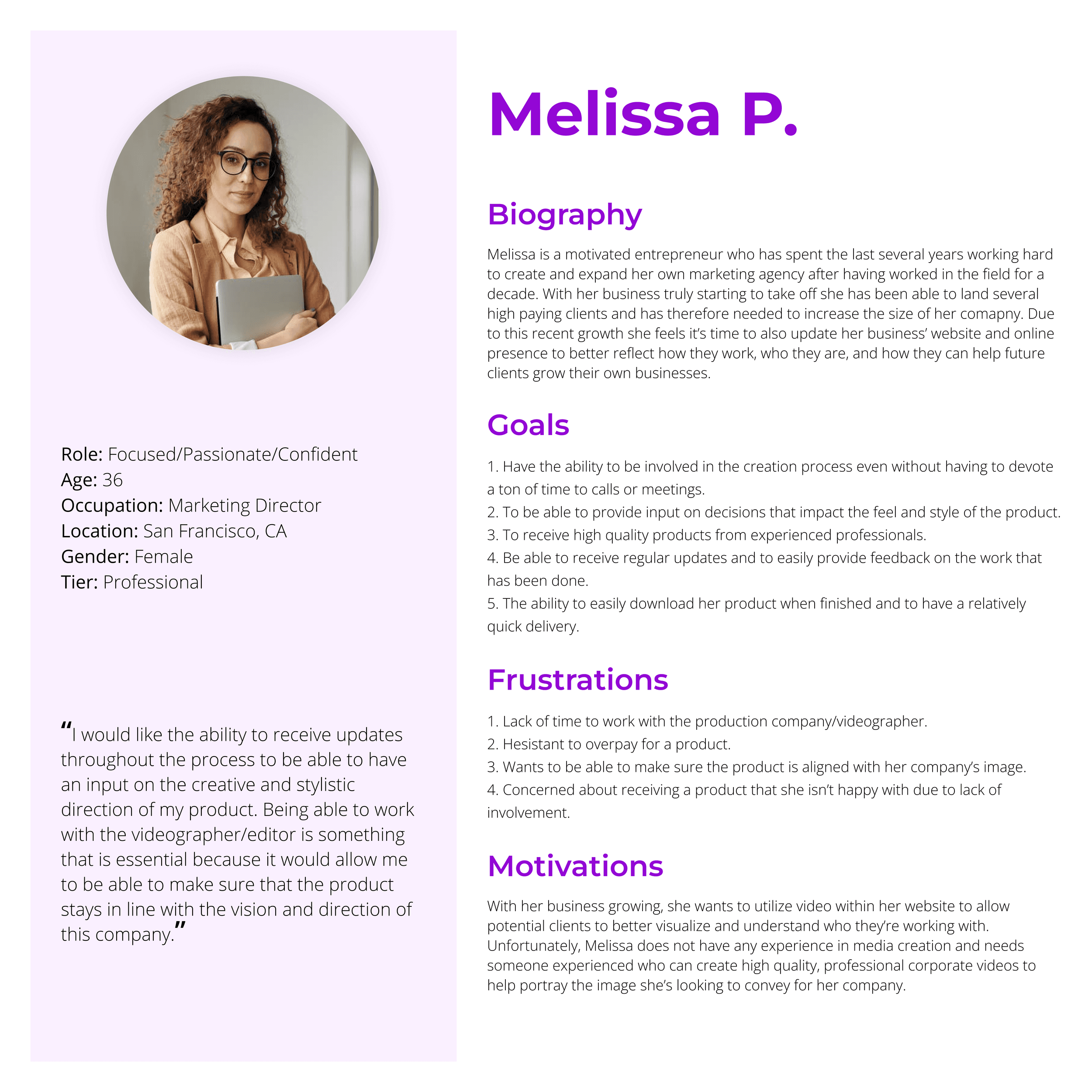 A persona for a user of a media production app