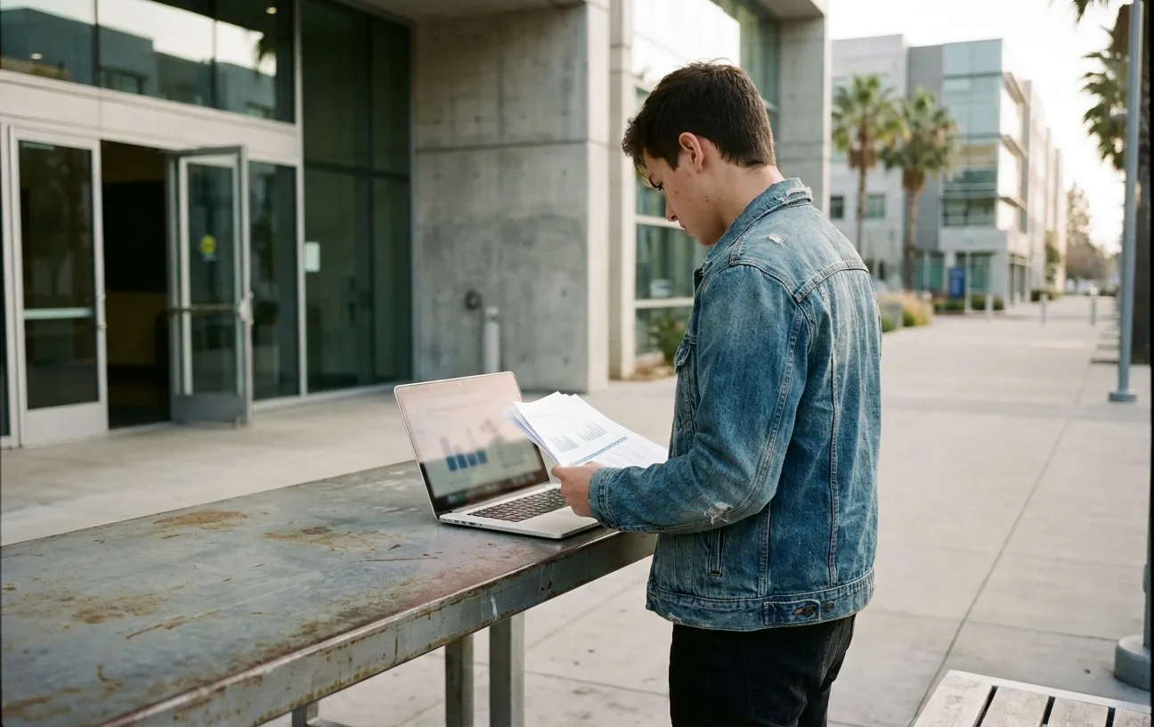 RockN' Socials team strategizes digital marketing at an outdoor meeting.