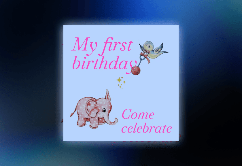 A soft, traditional baby shower template with delicate floral toile background and centered gray text.