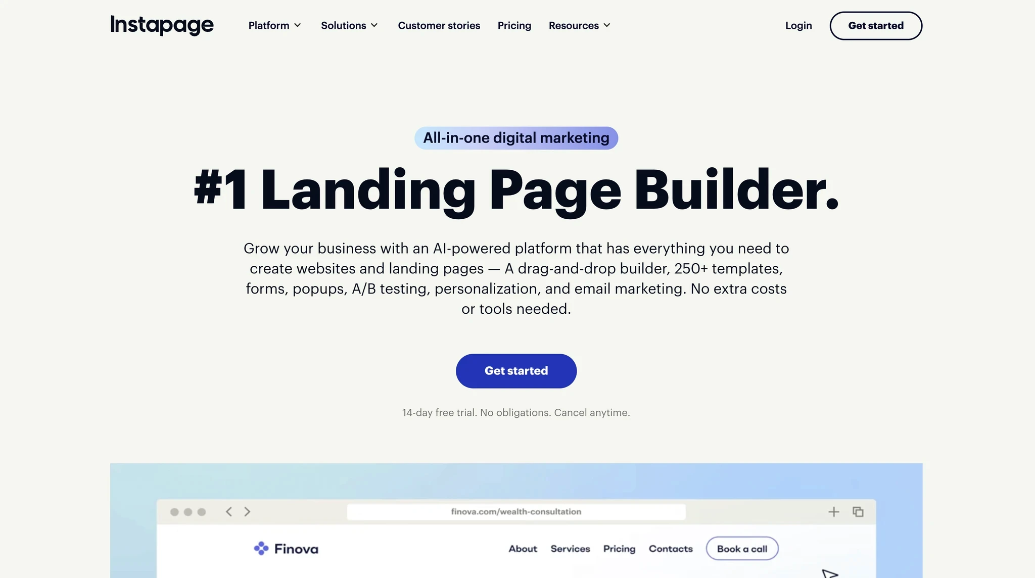 Instapage Platform Interface