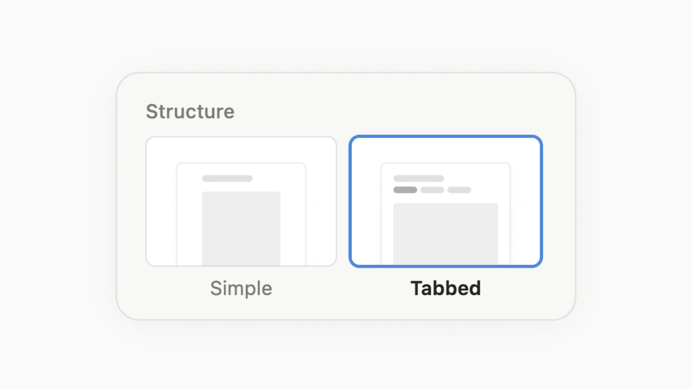 Tabbed structure in the settings of a Notion database page