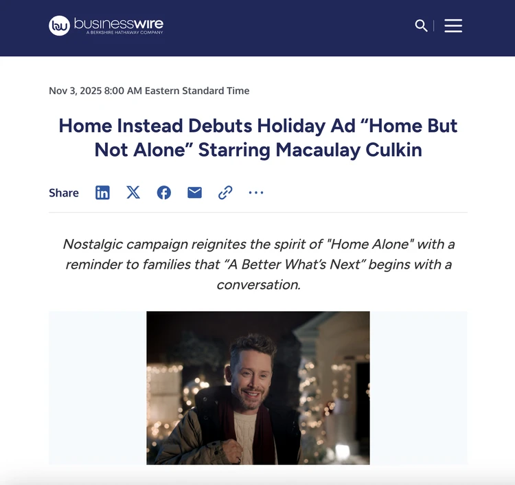 screenshot from a news website Businesswire