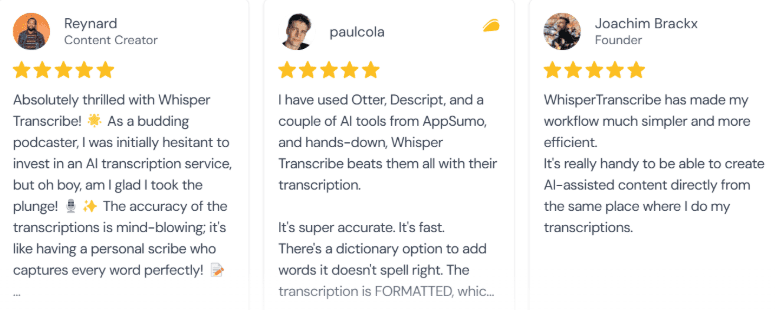 reviews whispertranscribe