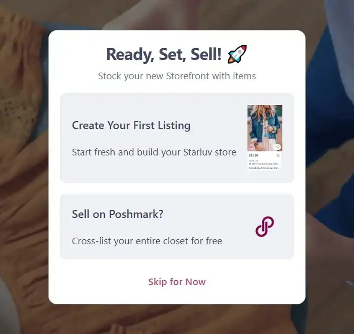 Starluv Welcome Screen