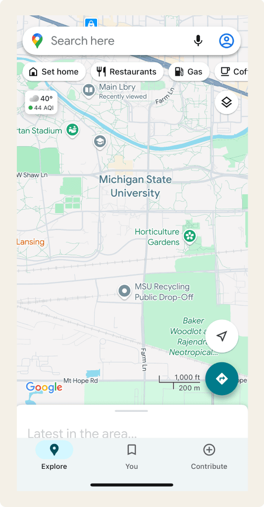 Screenshot of Google Maps App