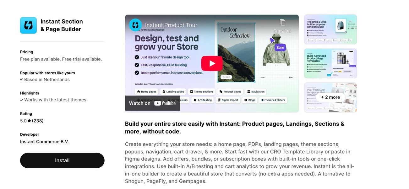 Instant Section & Page Builder