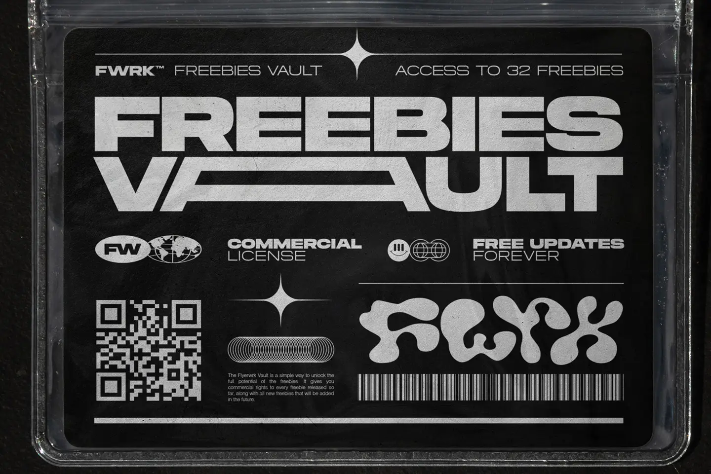 Flyerwrk Freebies Vault bundle preview with mockups textures apparel and design assets collection