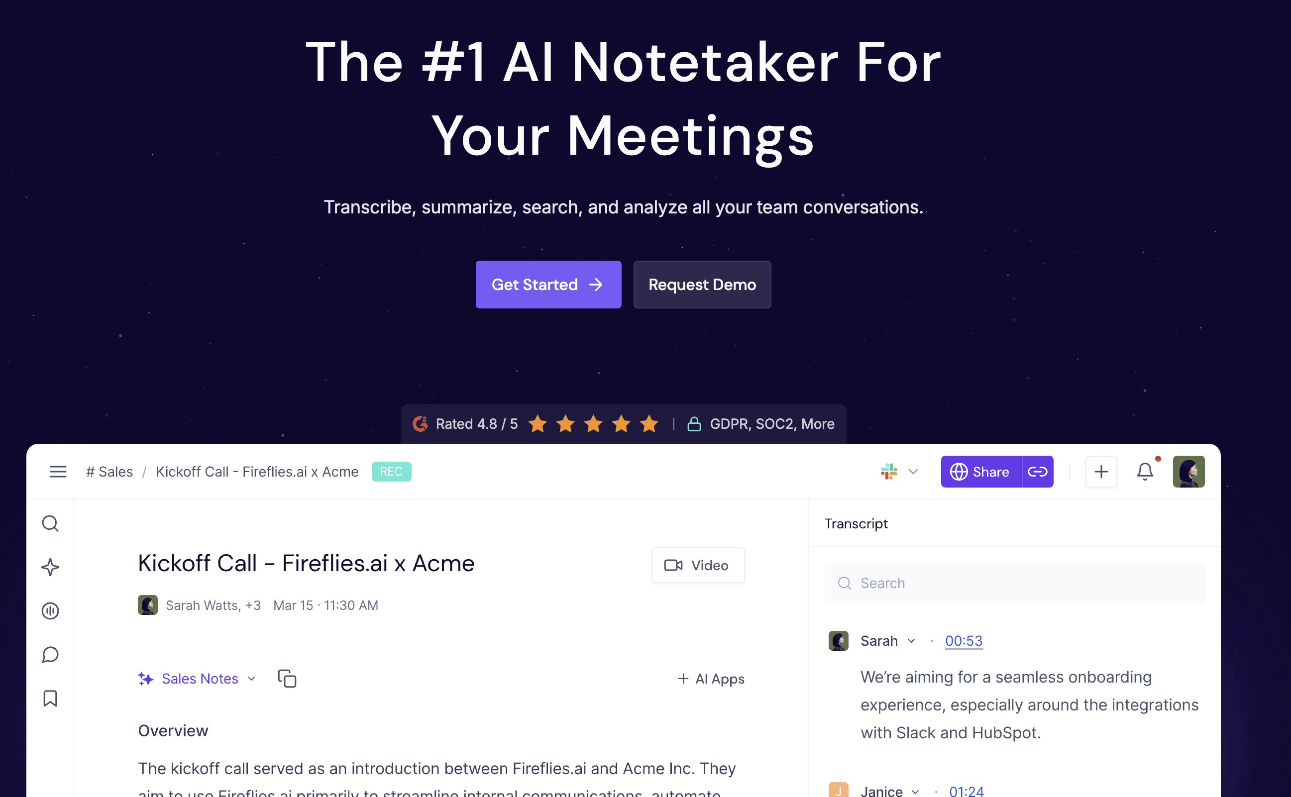 Fireflies note-taking AI app