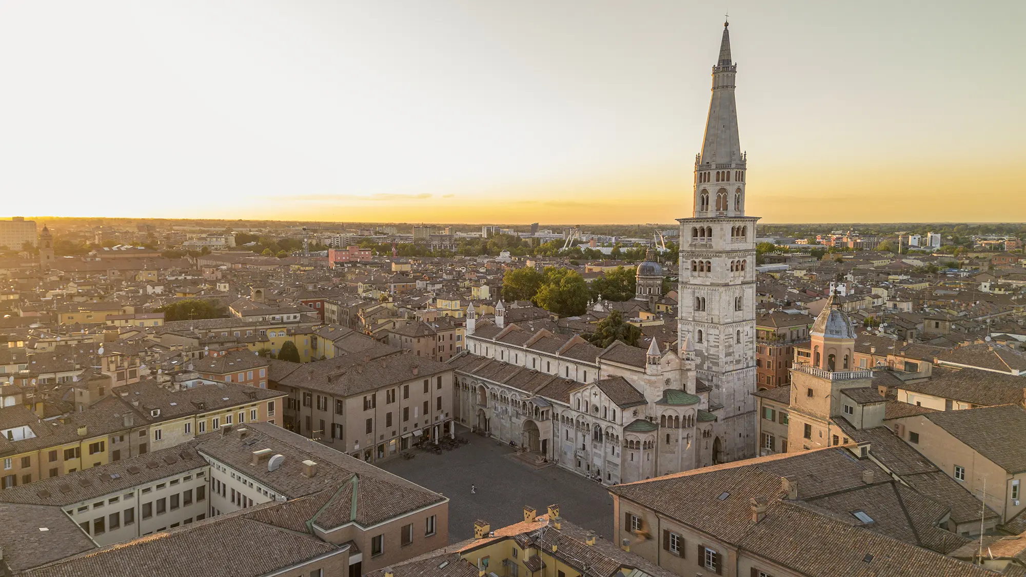Historic center of Modena with the Ghirlandina Tower near Enoteca Al Duomo
