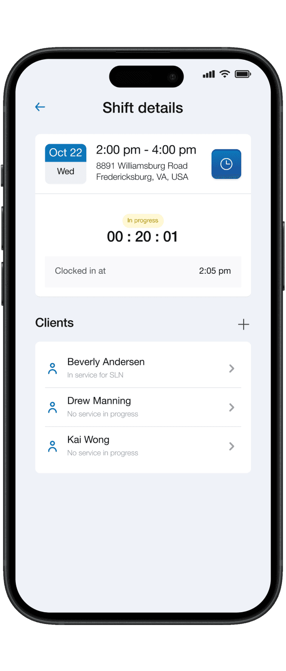 In progress shift on a mobile phone.