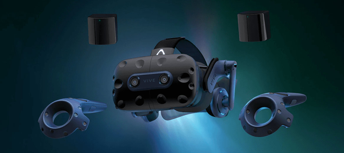 HTC Vive Pro VR headset and controllers with base stations, featured in the article 'Best VR Companies of 2025.' This image showcases HTC’s leadership in virtual reality development, emphasizing their contributions to high-performance VR hardware designed for immersive experiences. The article highlights HTC’s role as a pioneer in VR development, with advancements in tracking technology, ergonomic design, and cutting-edge visuals. As one of the top companies driving virtual reality development, HTC continues to innovate with solutions tailored for gaming, training, and professional applications, solidifying its impact on the VR industry.