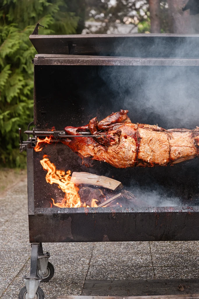 Roasted Pig on Open Fire