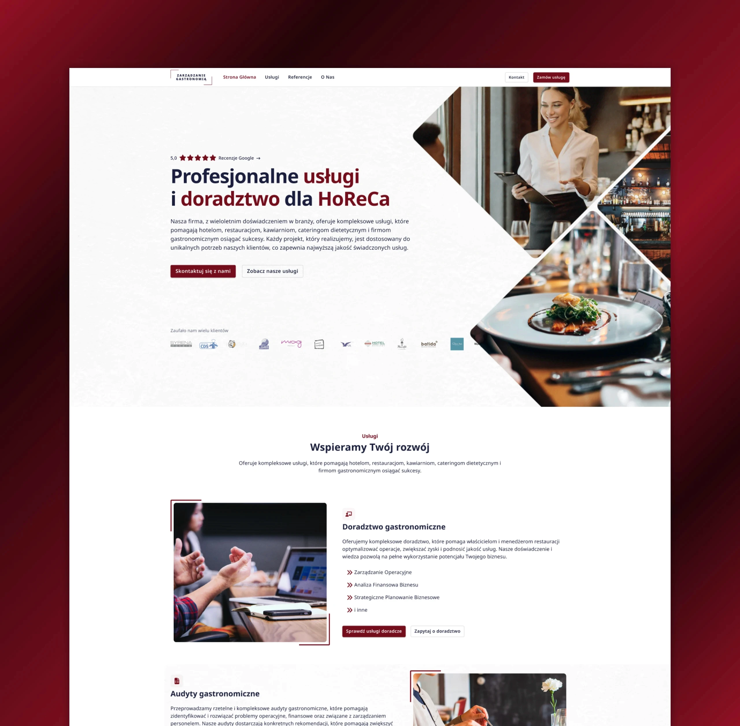 Zarządzanie Gastronomią Website