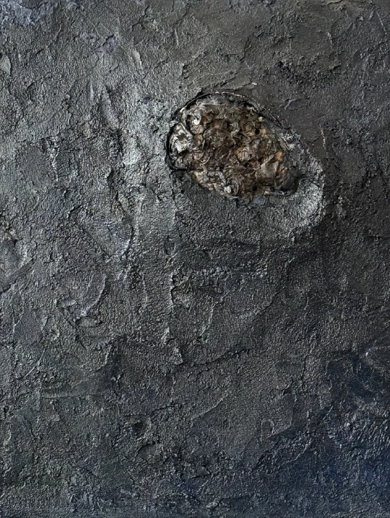 My Friend, what is your position?, 2023.  Mixed media on cardboard. by Barbara Walker.