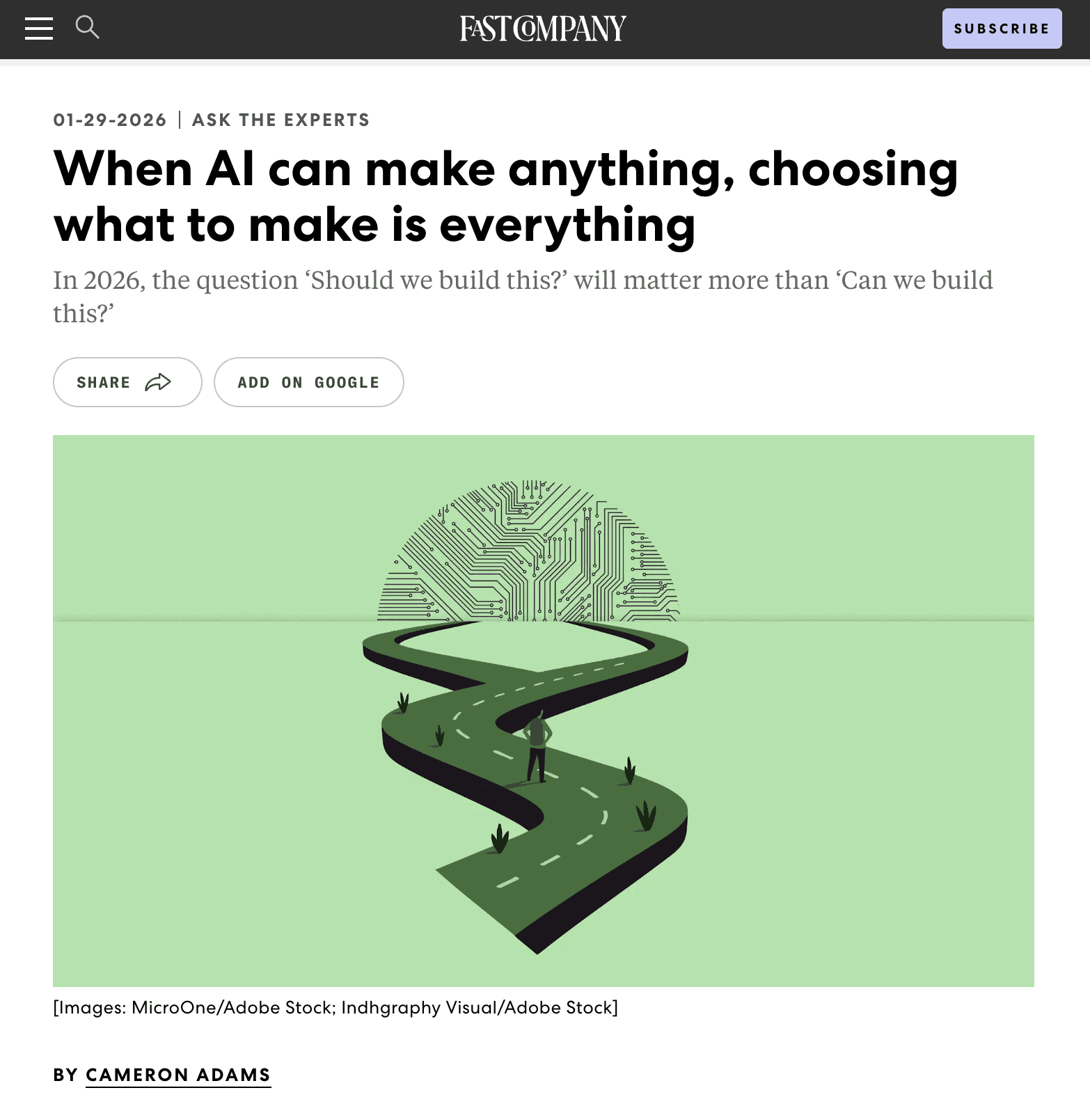 Screenshot of article from Fast Company