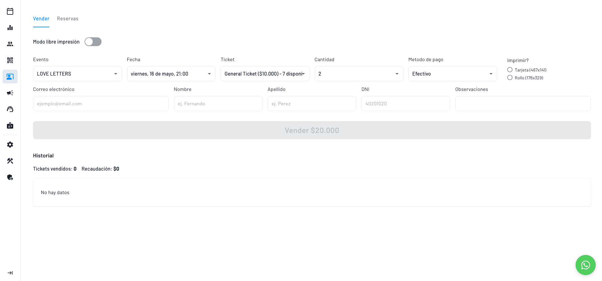 sistema de gestión de taquilla para control total de ventas en el lugar