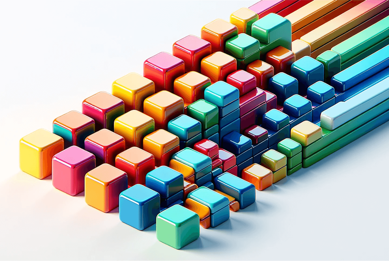 Colourful boxes in a line