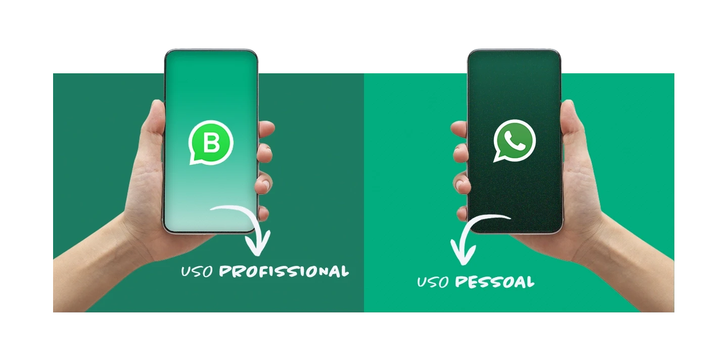 Tela sinalizando que o WhatsApp Business é para uso profissional, enquanto o WhatsApp normal é para o uso pessoal