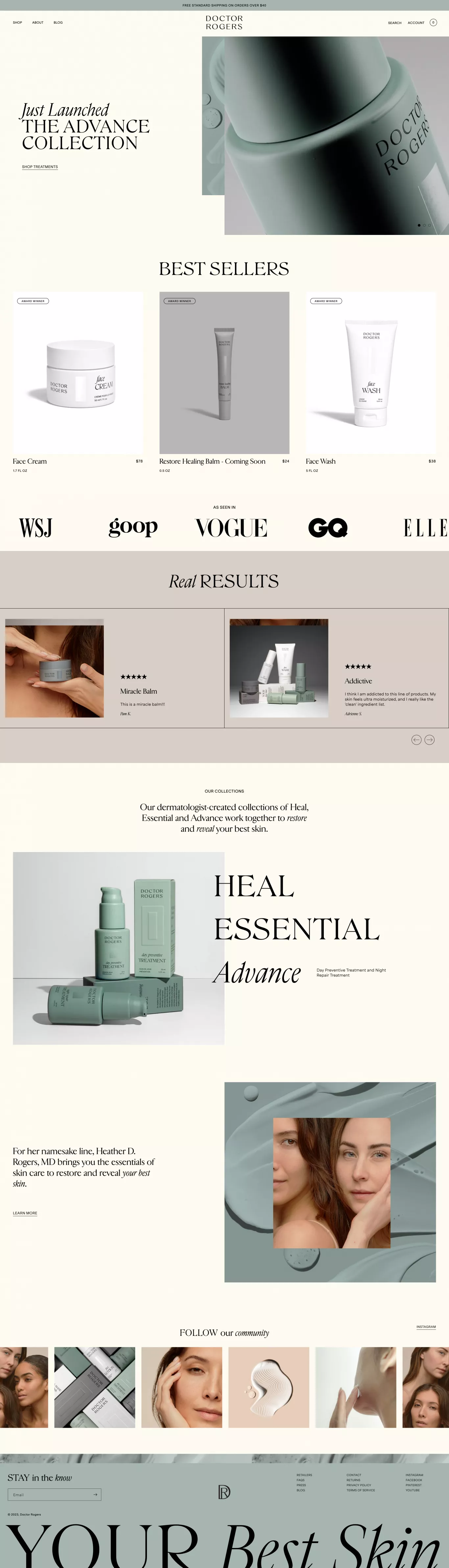 Doctor Rogers Safe, Hypoallergenic Resto ecommerce page screenshot showcasing Beauty and Ecommerce design