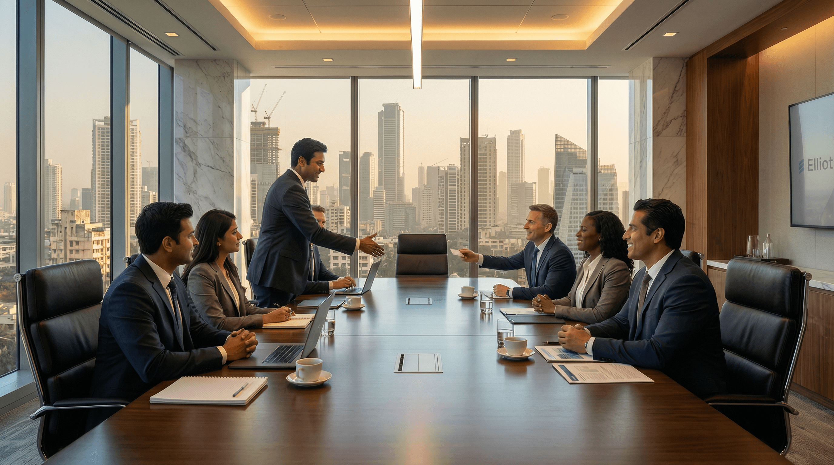 A desk with a laptop and an employee badge laying on top of it.