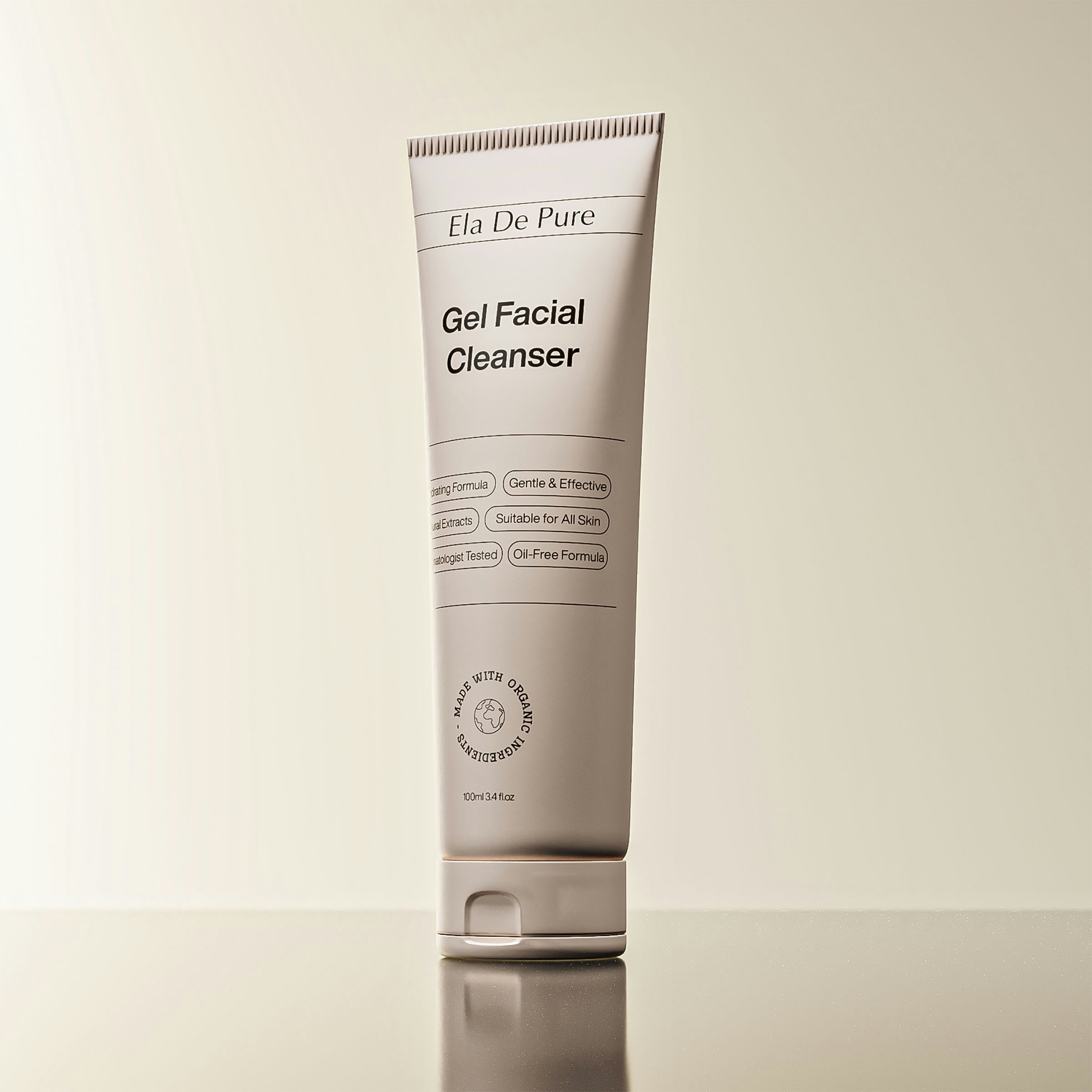 A bottle of gel facial cleanser