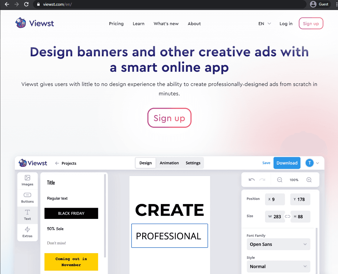 viewst landing page