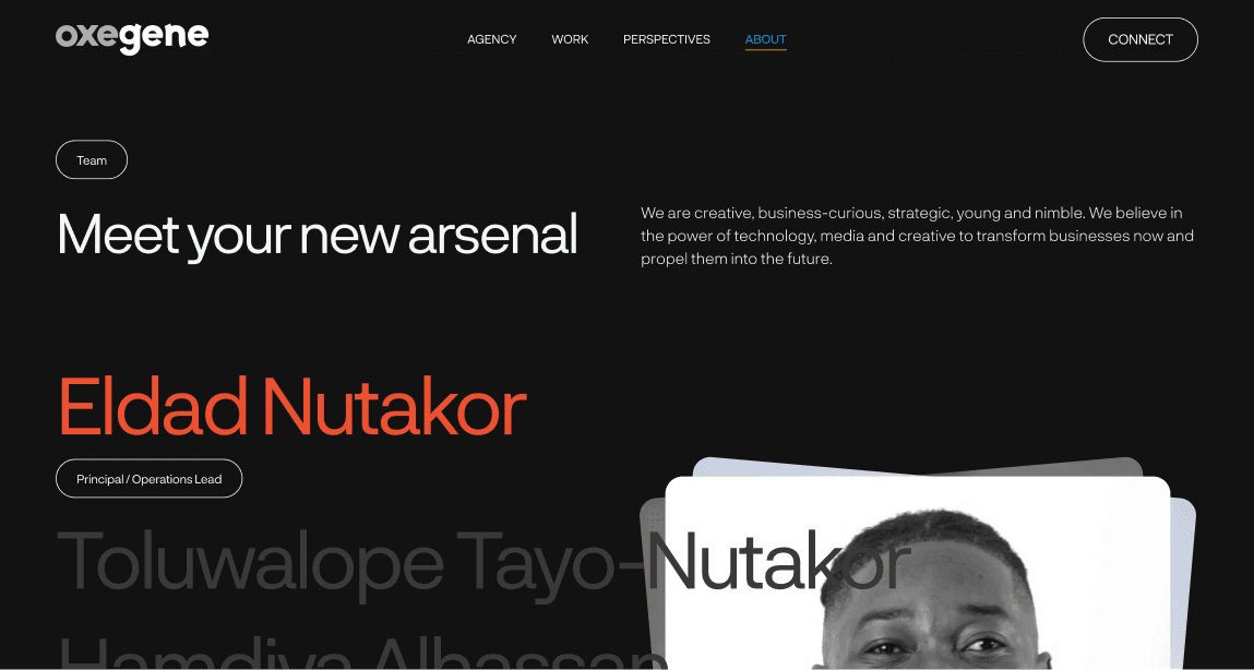 Oxegene team section