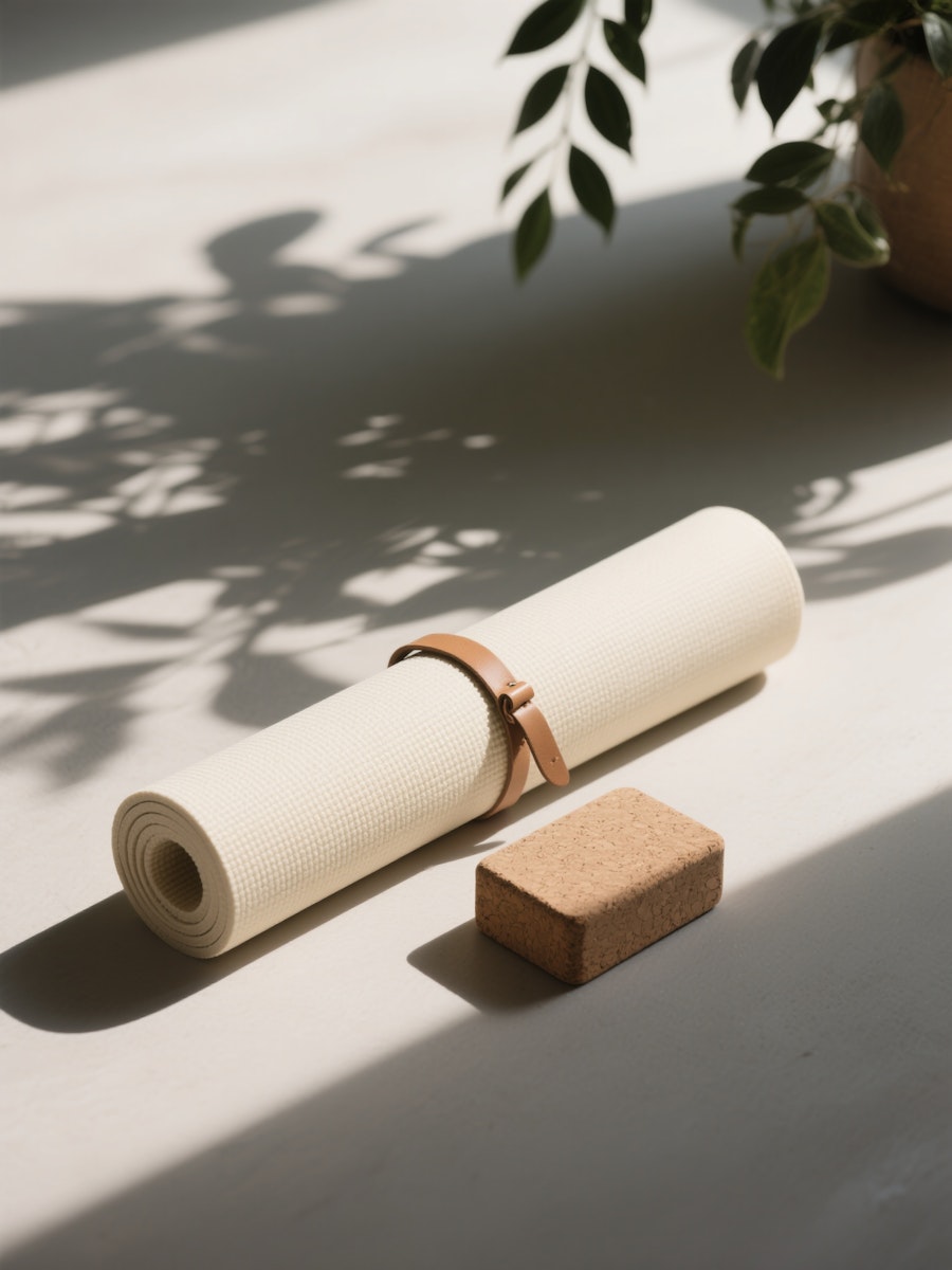 a yoga mat on a flat foor