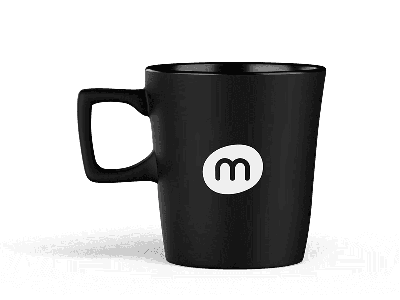 Durable ceramic mug with large logo print area, dishwasher safe.