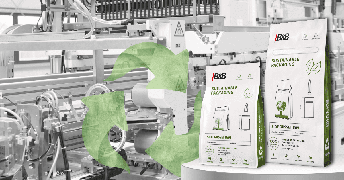 Nachhaltige Verpackung für Lebensmittel & Tiernahrung mit Globus und Natur Hintergrund