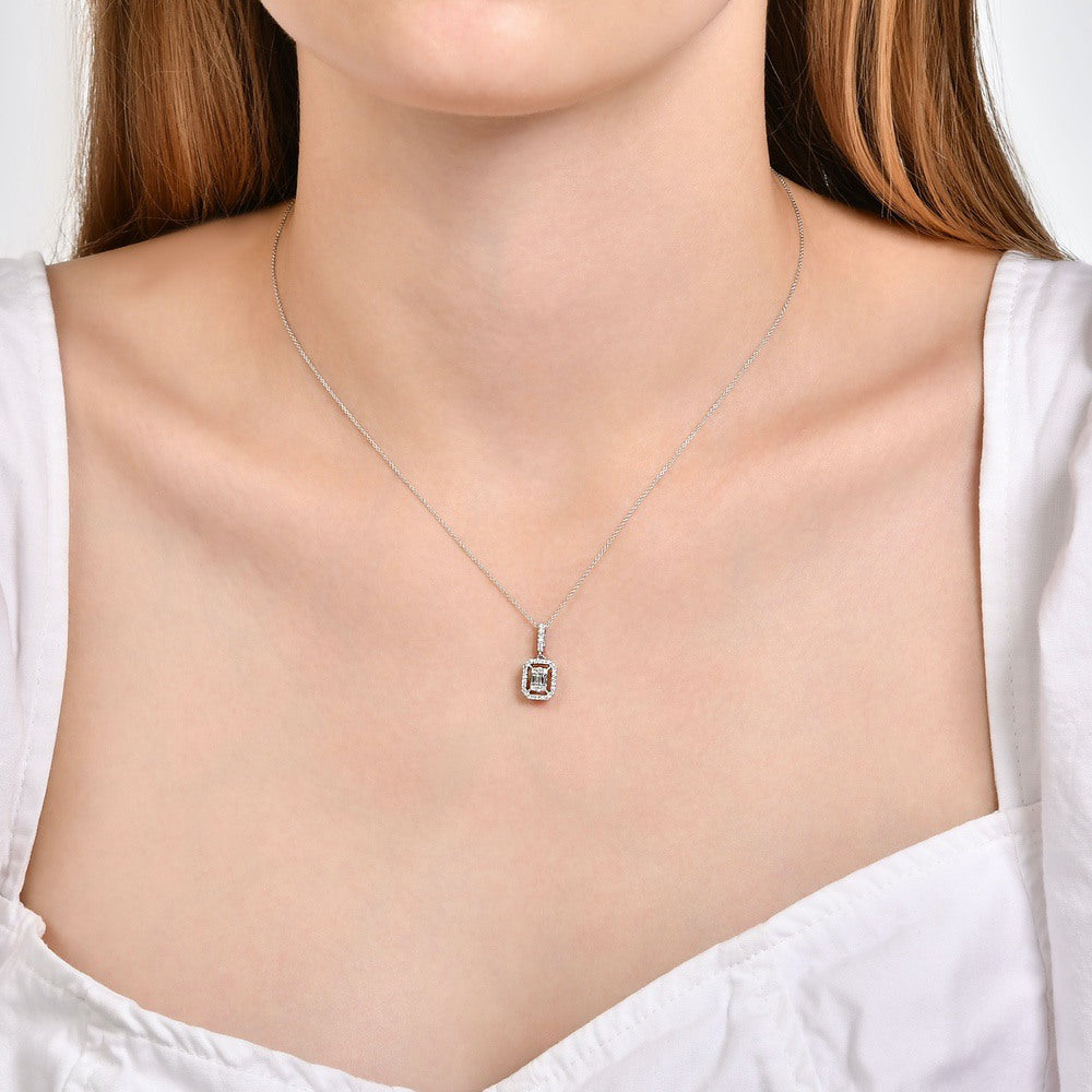 Assos 0.21 Karat G SI Baget Pırlanta Beyaz Altın Kolye