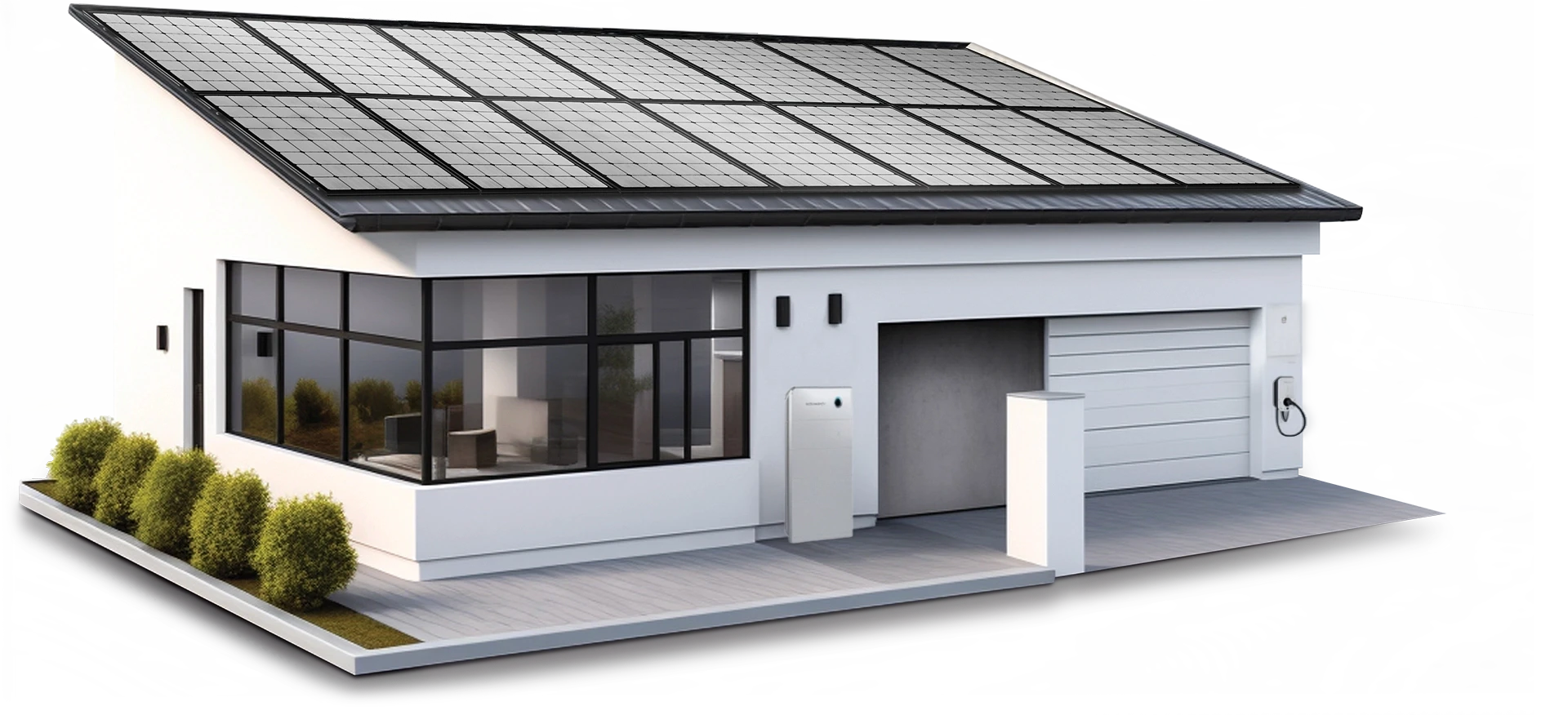 Fully comprehensive solution with smart home installation, solar panels, solar battery and EV charger