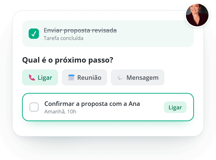 Tarefa concluída e próximo passo definido