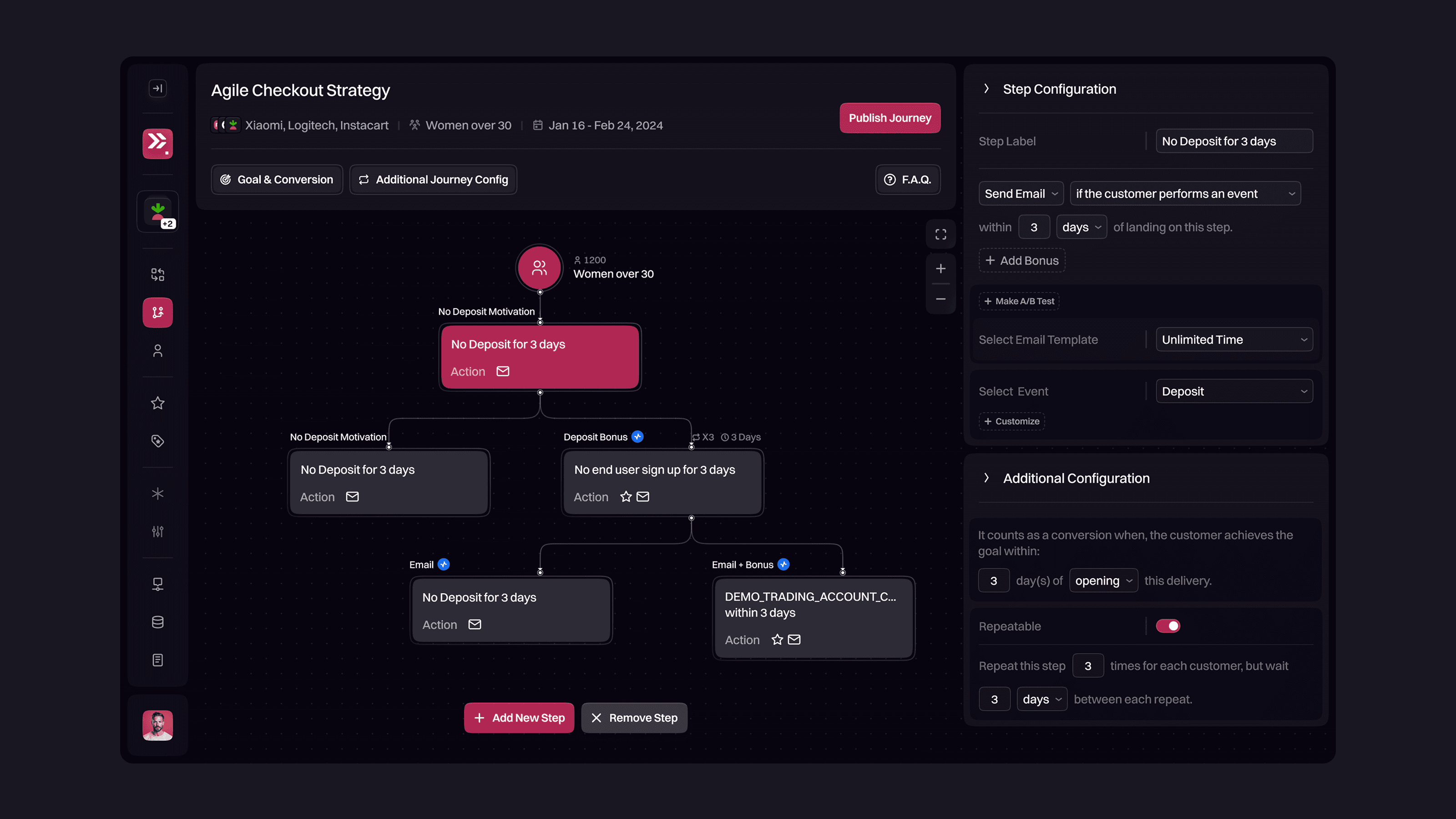stopchurn journey setup ui design