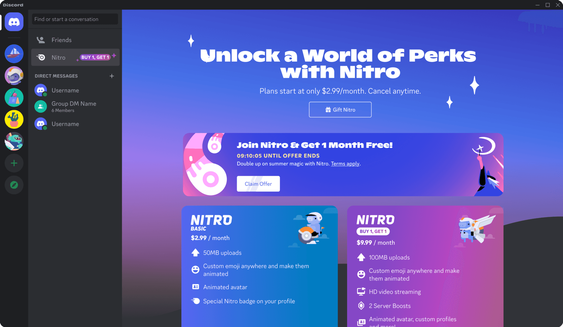 discord nitro page