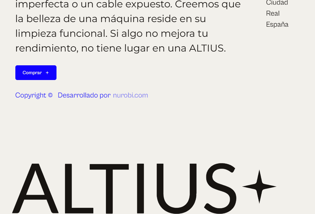 Captura de pantalla de la página web Altius