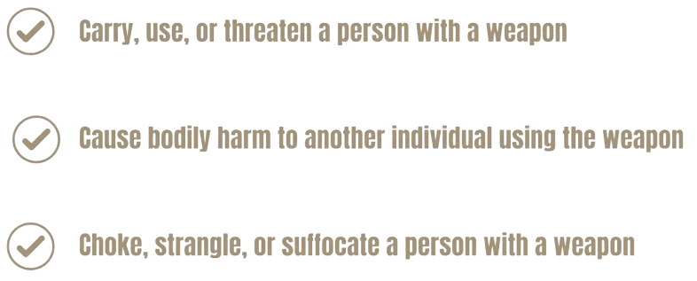 A graphic explaining assault with a weapon criminal code definition.