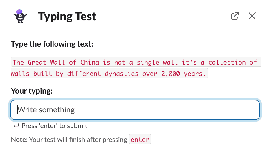 Typing Test example