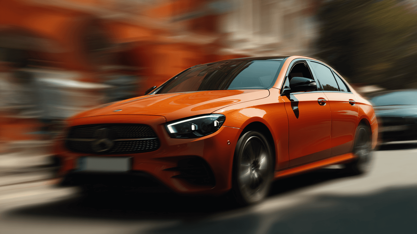Orange car motion blur