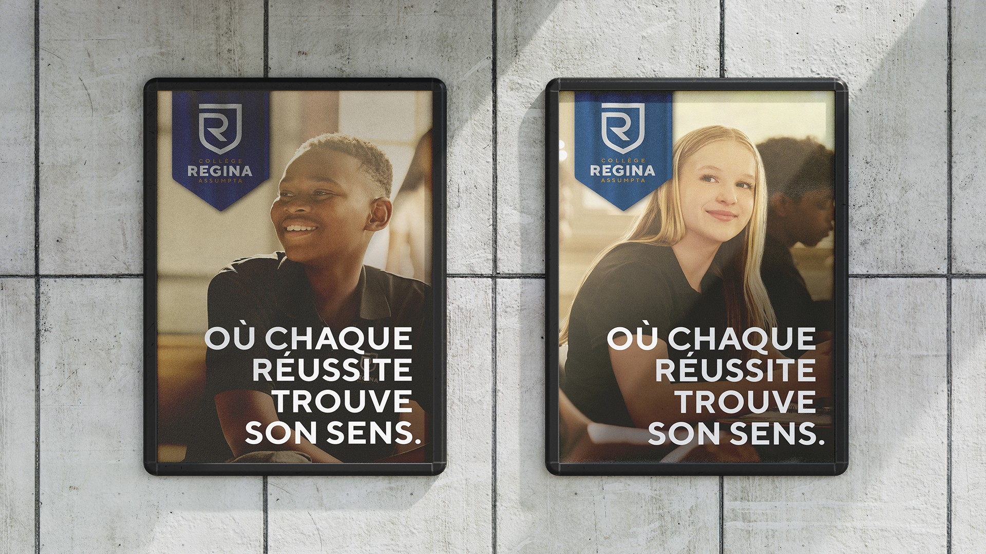 Streetside billboard with flyposters of the Batch.Works brand and illustrations