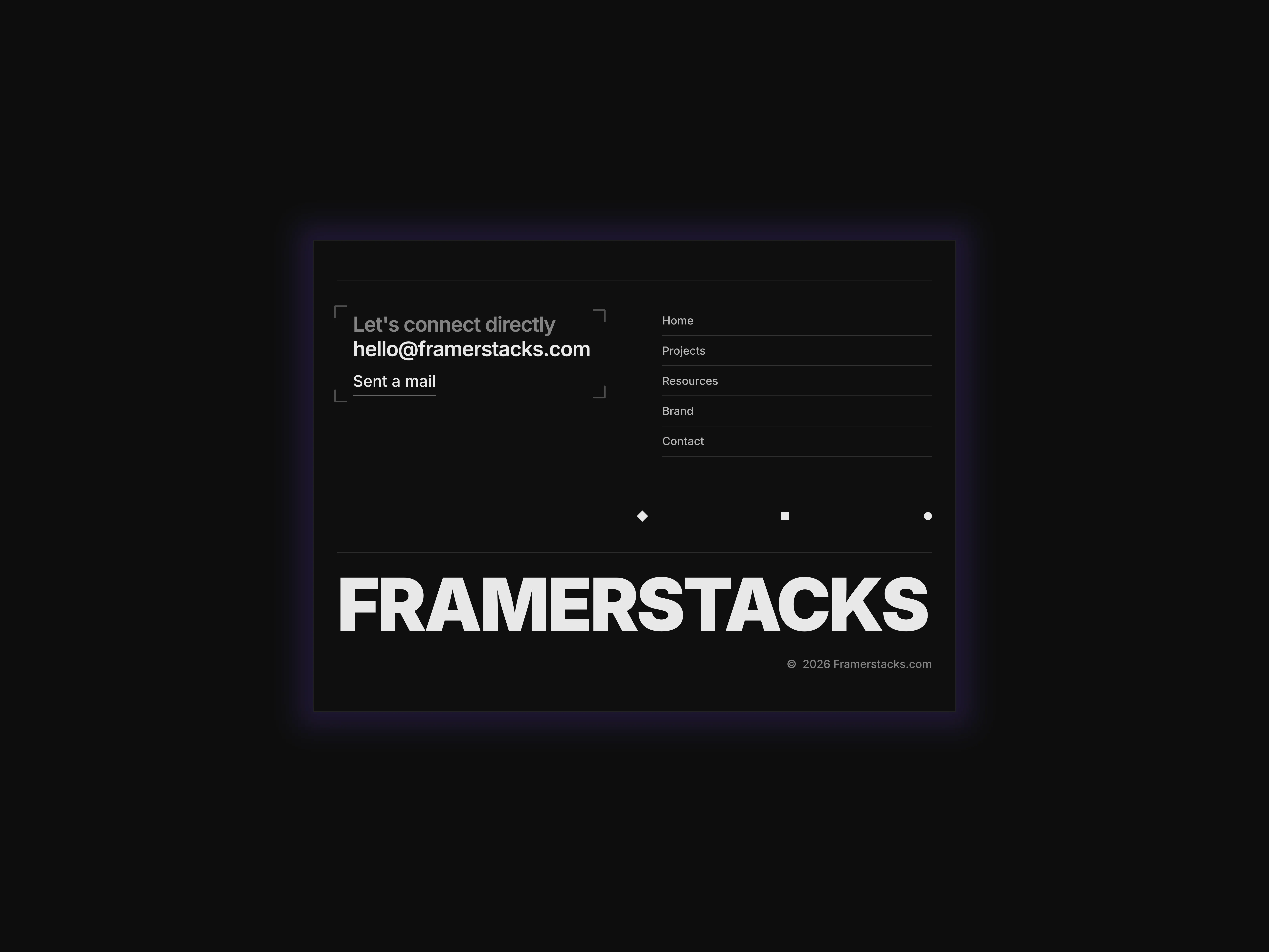 A dark themed minimal style footer design optimized for tablet devices