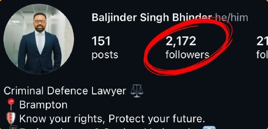 Instagram profile 3 months later with 2,172 followers