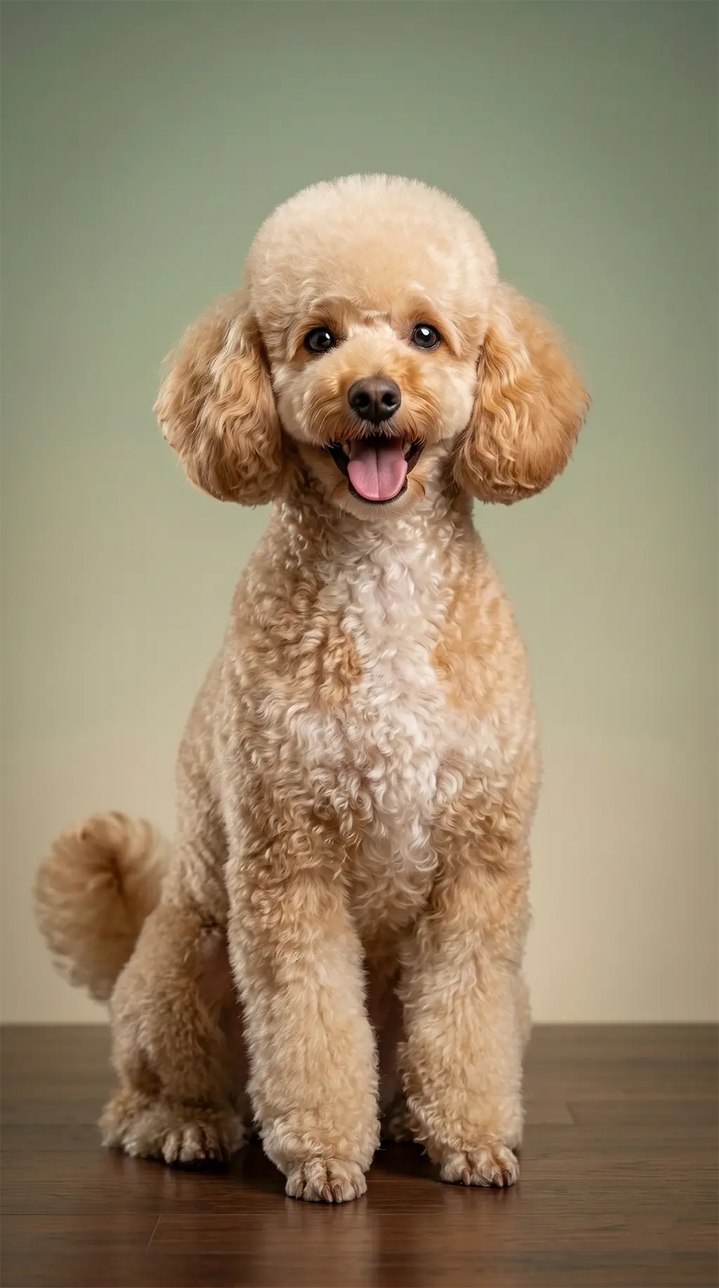 freshly groomed dog with a neat coat, looking clean and well cared for.