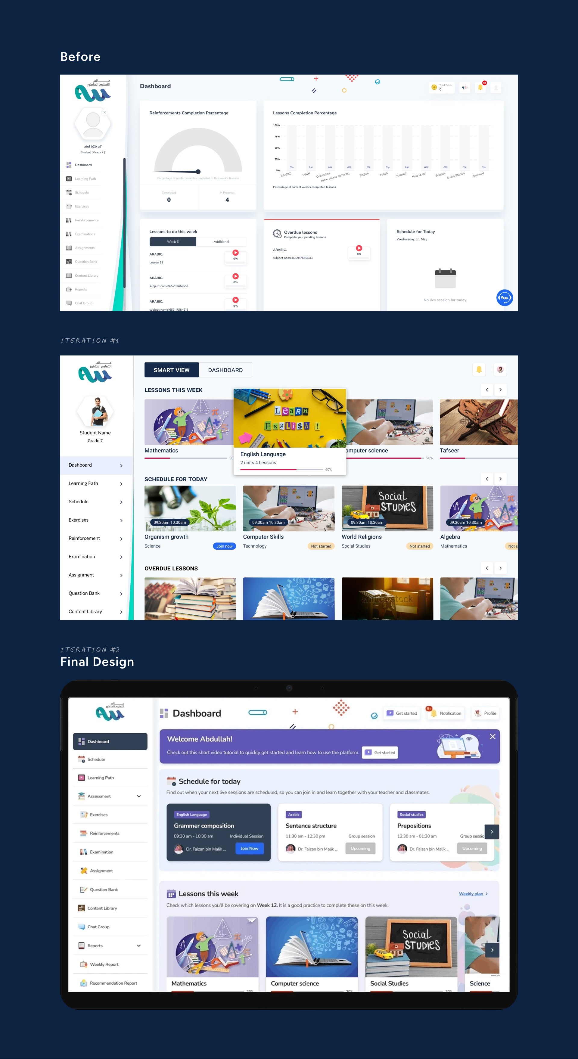 Two dashboard iterations
