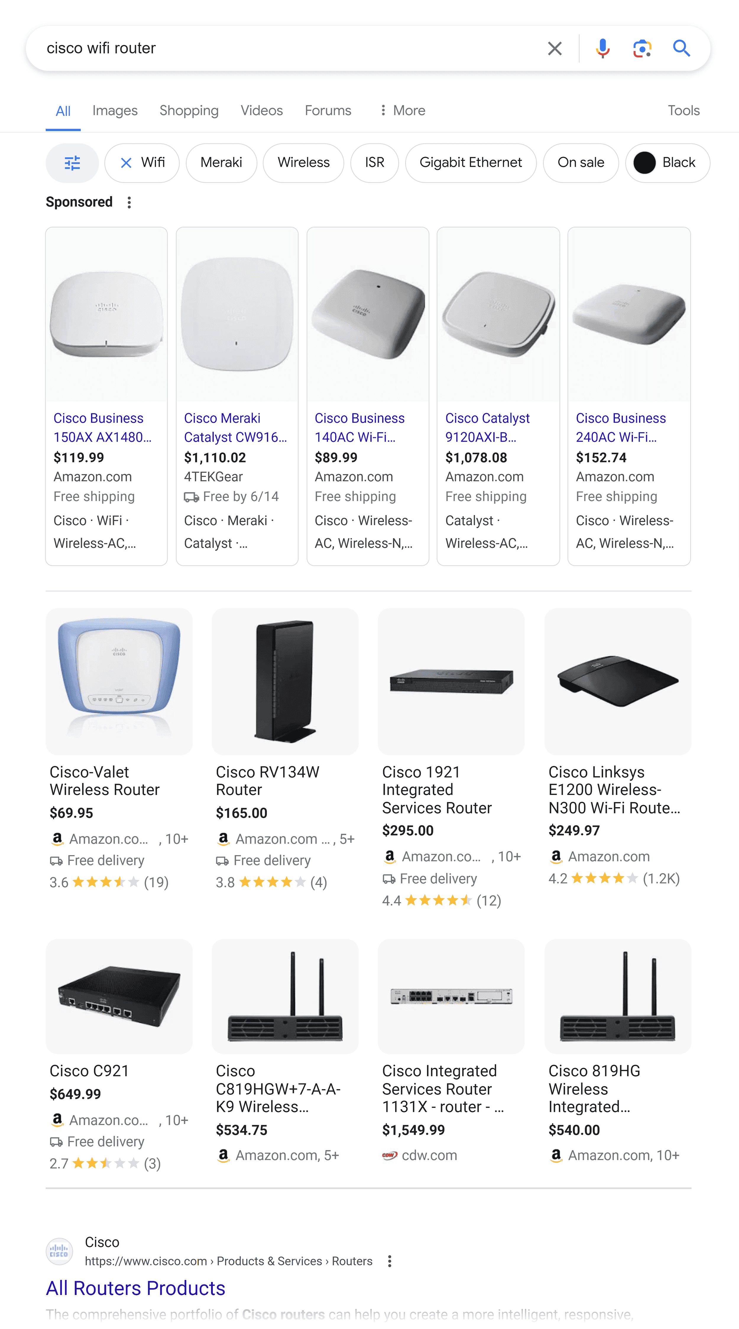 Google SERP – Cisco Wi-fi router